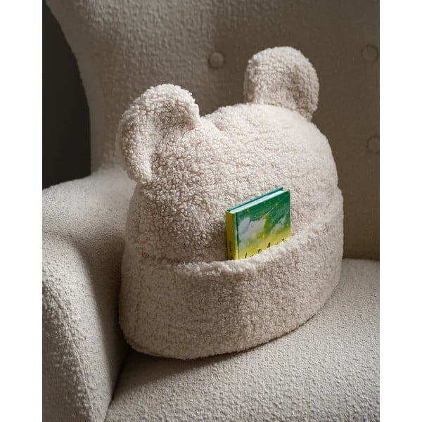 Krémszínű buklé párna gyerek kanapéhoz Teddy Pouch – Wigiwama-image-1