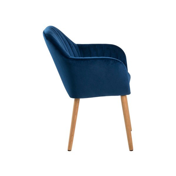 Sötétkék kárpitozott karfás étkezőfotel Emilia – Actona-image-2