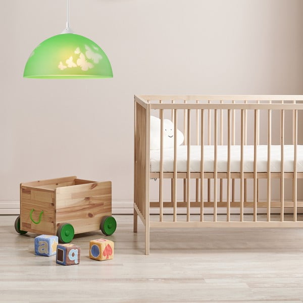 Zöld gyerek lámpa üveg búrával ø 30 cm Mariposa – LAMKUR-image-1