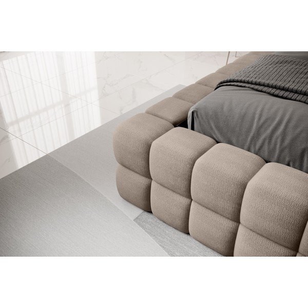 Világosbarna kárpitozott ágyneműtartós franciaágy ágyráccsal 160x200 cm Dizzle – ELTAP-image-3