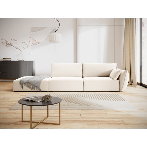 Bézs bársony kanapé, jobb oldali 264 cm Vanda – Mazzini Sofas-image-1
