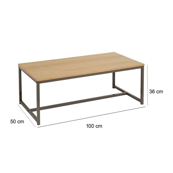 Natúr színű dohányzóasztal 50x100 cm – Casa Selección-image-3