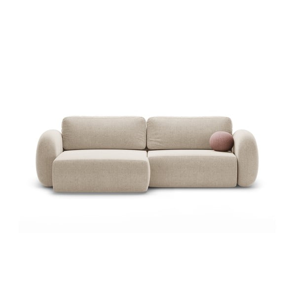 Bézs zsenília kinyitható-tárolóhelyes sarokkanapé Tonale – Cosmopolitan Design