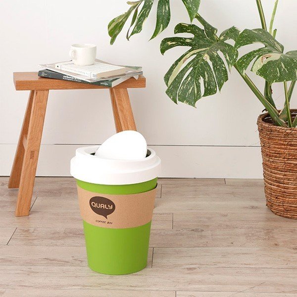 Coffee Bin barna-fehér szemetes - Qualy&CO-image-1
