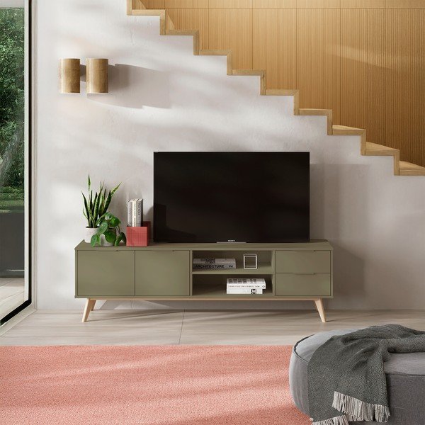 Zöld matt TV-állvány 180x53x40 cm Campus – Marckeric-image-1