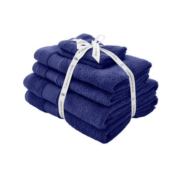 Sötétkék frottír pamut törölköző és fürdőlepedő készlet 6 db-os Anti-Bacterial – Catherine Lansfield