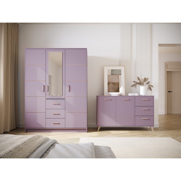 Rózsaszín alacsony komód 140x86 cm Burren - Cosmopolitan Design-image-1