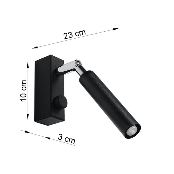 Fekete spotlámpa 10x3 cm Tiden – Sollux-image-3