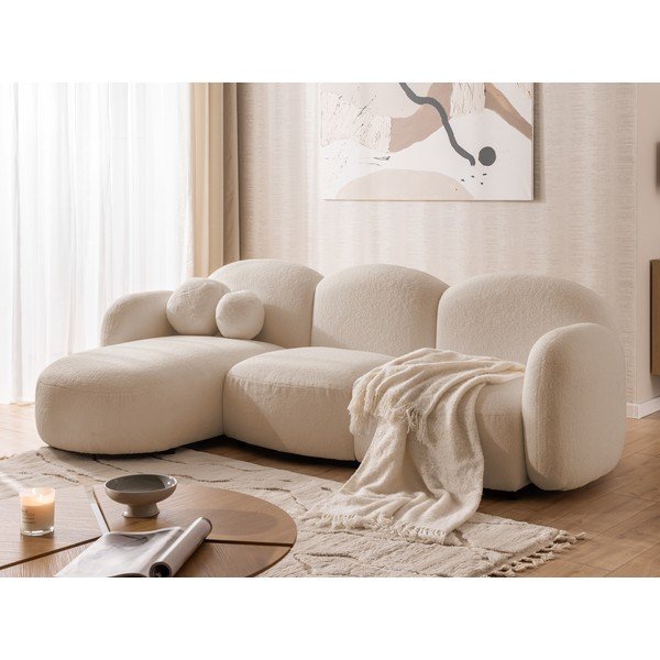 Világosbarna buklé sarokkanapé (bal oldali-heverő résszel) Orbit – Ropez-image-4