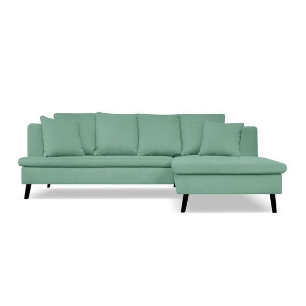 Hamptons szeladon zöld 4 személyes kanapé, jobb oldali fekvőfotellel - Cosmopolitan design