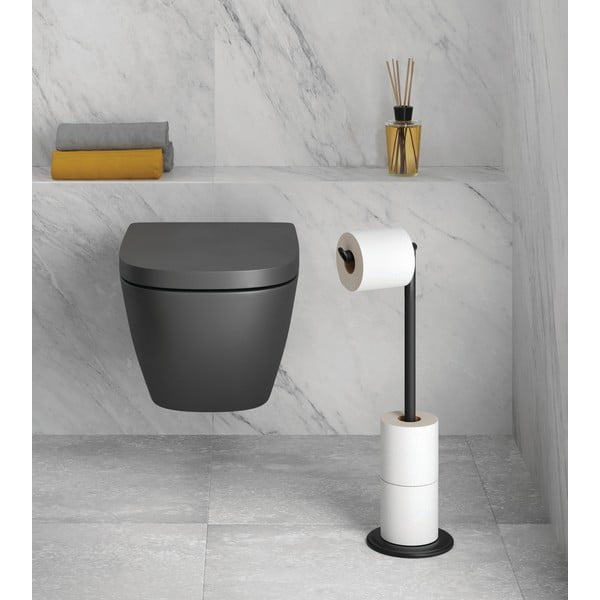 Matt fekete acél WC-papír tartó állvány Lava – Metaltex-image-1