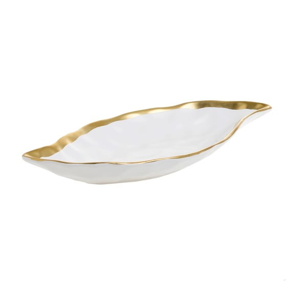 Leafy fehér porcelán kínáló tálka, 26,5 x 13,5 cm - InArt