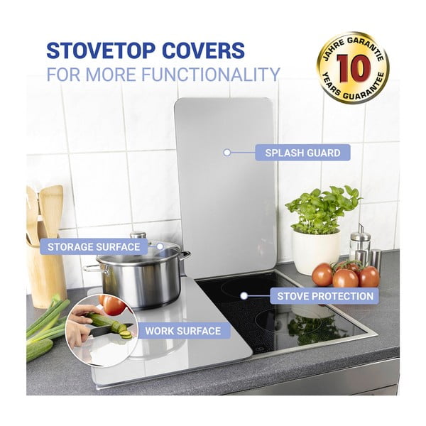 Edzett üveg tűzhely fedőlap szett 2 db-os 30x52 cm Universal Silver – Wenko-image-3