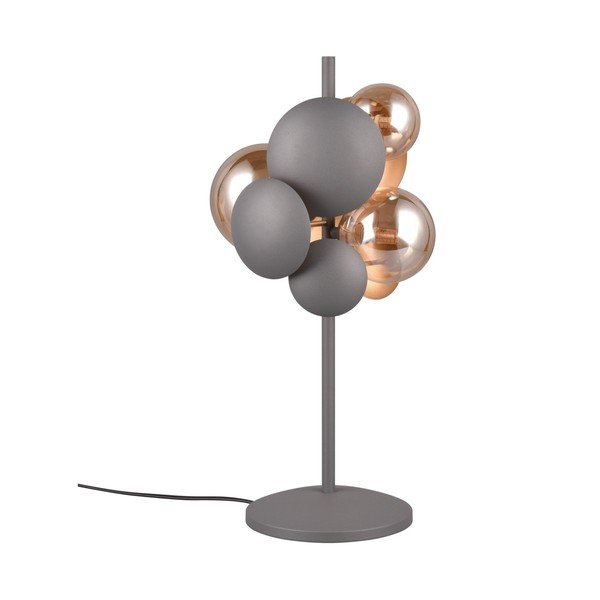 Szürke-aranyszínű asztali lámpa üveg búrával (magasság 50 cm) Bubble – Trio Select