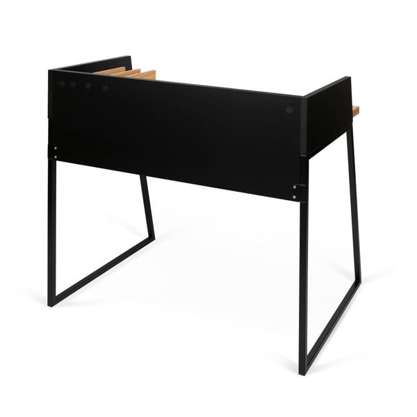 Volga fekete íróasztal tölgyfa mintás részletekkel - TemaHome-image-4