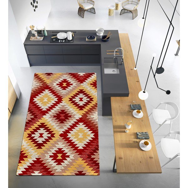 Piros-sárga mosható futószőnyeg 55x115 cm Avana Rosso – Floorita-image-1