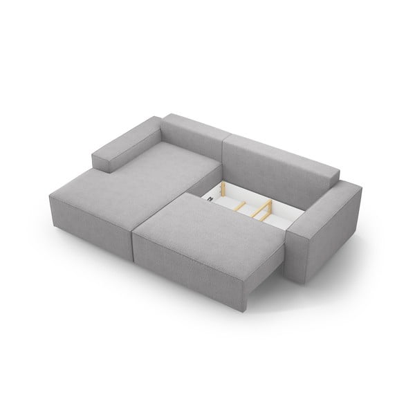 Világosszürke buklé kinyitható sarokkanapé (bal oldali) Jodie – Micadoni Home-image-4