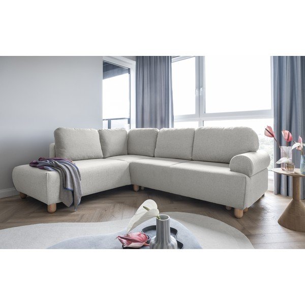 Krémszínű kinyitható sarokkanapé (bal oldali) Bouncy Olli – Miuform-image-1