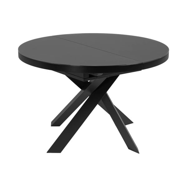Fekete kerek bővíthető étkezőasztal üveg asztallappal ø 160 cm Vashti – Kave Home