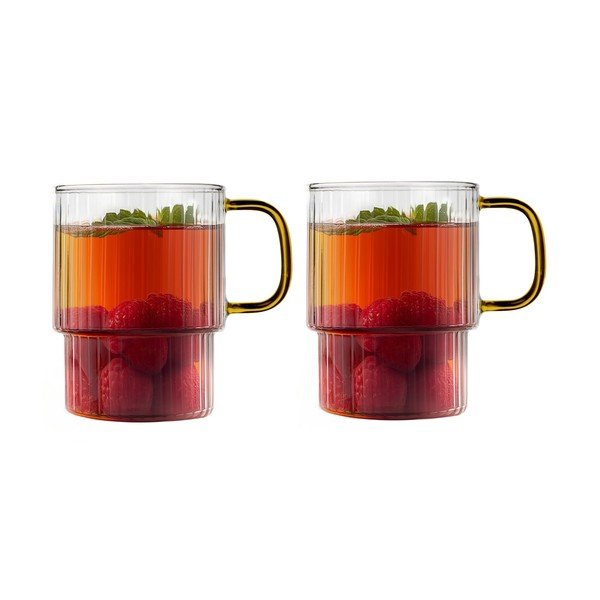 Sárga üveg bögre szett 2 db-os cappucinóhoz 350 ml Livio – Vialli Design
