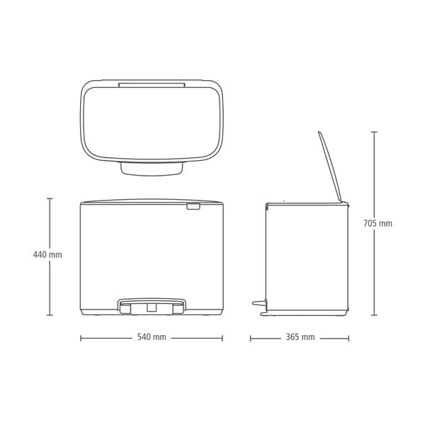 Matt fekete acél szelektív pedálos szemetes 33 l Bo – Brabantia-image-4
