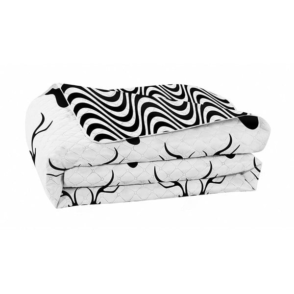 Hypnosis Deerest fekete-fehér kétoldalas mikroszálas ágytakaró, 240 x 260 cm - DecoKing
