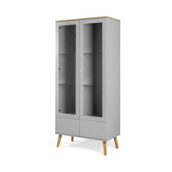 Dot szürke tálalószekrény tölgyfa dekorral, magasság 175 cm - Tenzo-image-2