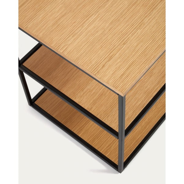 Fekete-természetes színű TV-állvány tölgyfa dekorral 160x50 cm Yoana - Kave Home-image-2