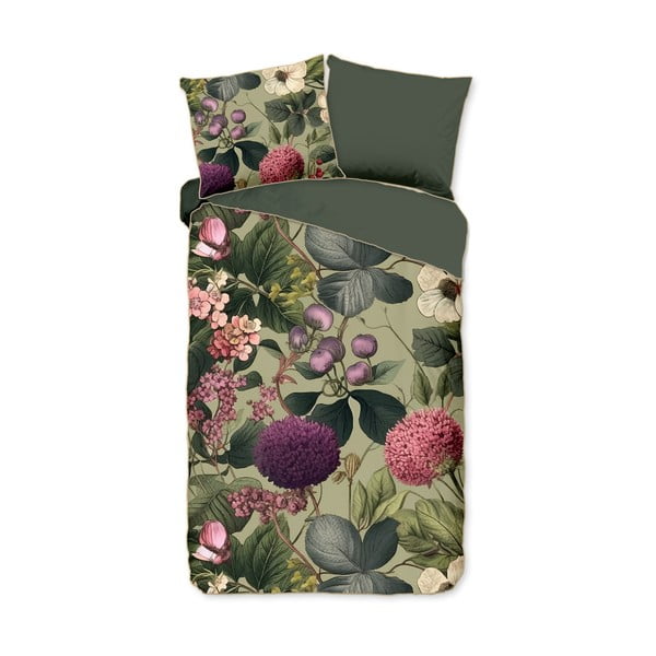 Khaki egyszemélyes-hosszabbított pamut-szatén ágyneműhuzat 140x220 cm Onaz – Descanso