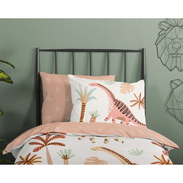 Barna-bézs pamut gyerek ágyneműhuzat babaágyhoz 100x135 cm Dino – Good Morning-image-2