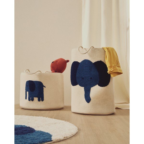 Elefántcsont színű textil játéktároló kosár ø 35x50 cm Tandani – Kave Home-image-1