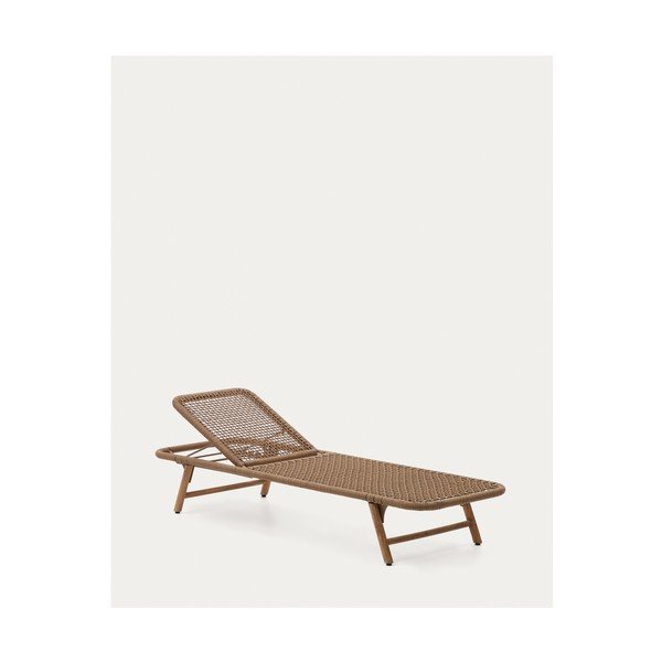 Barna tömörfa-fém kerti napozóágy Dandara – Kave Home-image-2