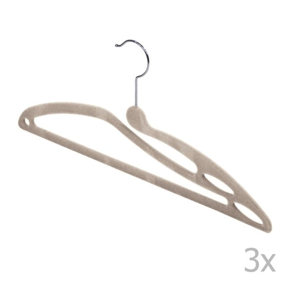 Velvet 3 db bézs vállfa - Domopak-image-1