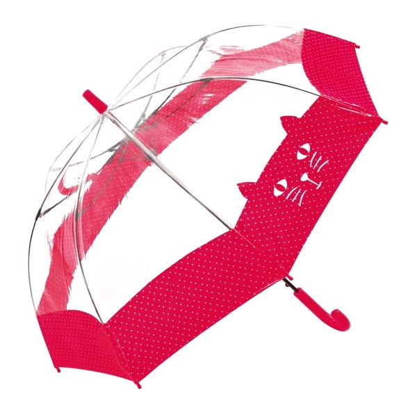 Birdcage Chat átlátszó gyerek esernyő piros részletekkel, ⌀ 74 cm