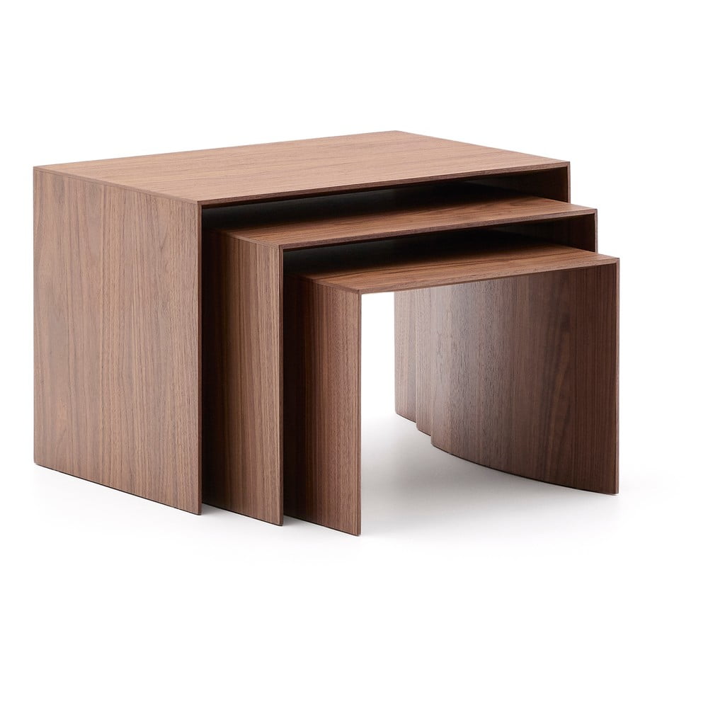 Tárolóasztal szett diófa dekorral 3 db-os 40x60 cm Litto Kave Home