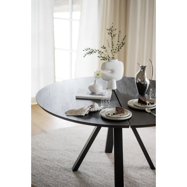 Kerek étkezőasztal tölgyfa asztallappal 150x150 cm Carradale - Rowico-image-1