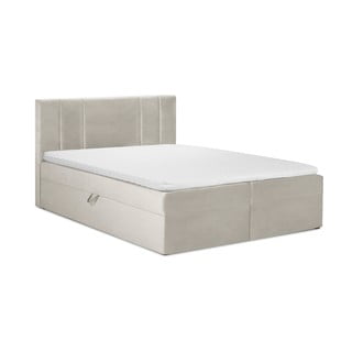 Afra bézs bársony kétszemélyes ágy, 200 x 200 cm - Mazzini Beds