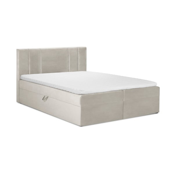 Bézs boxspring ágy tárolóhellyel 140x200 cm Afra – Mazzini Beds