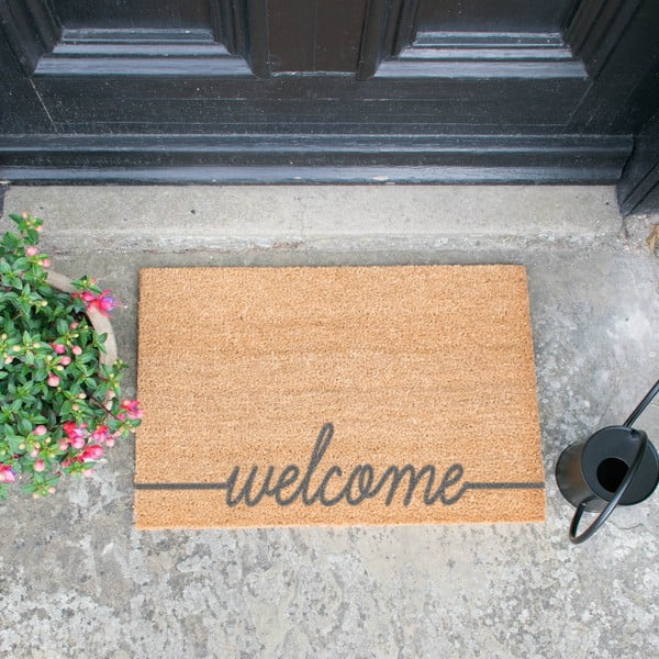 Welcome Scribbled természetes kókusrost lábtörlő, 40 x 60 cm - Artsy Doormats-image-1