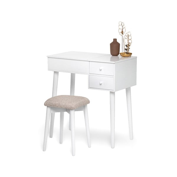 Beauty fehér fésülködőasztal tükörrel, ékszertartóval és 2 fiókkal - Chez Ro-image-1