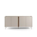 Krémszínű-natúr színű komód tölgyfa dekorral 180x82x40 cm Lucile – Marckeric