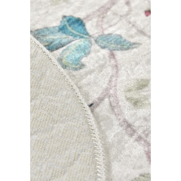 Szürke bársony fürdőszobai kilépő ø 140 cm Vintage Flower – Foutastic-image-2