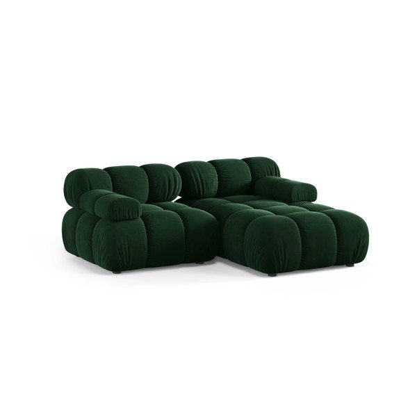 Sötétzöld bársony moduláris sarokkanapé (jobb oldali-heverő résszel) – Micadoni -image-2