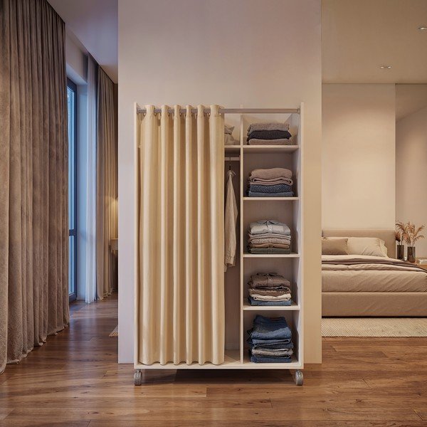 Fehér-bézs ruhásszekrény 100x160 cm Kit – Tvilum-image-1