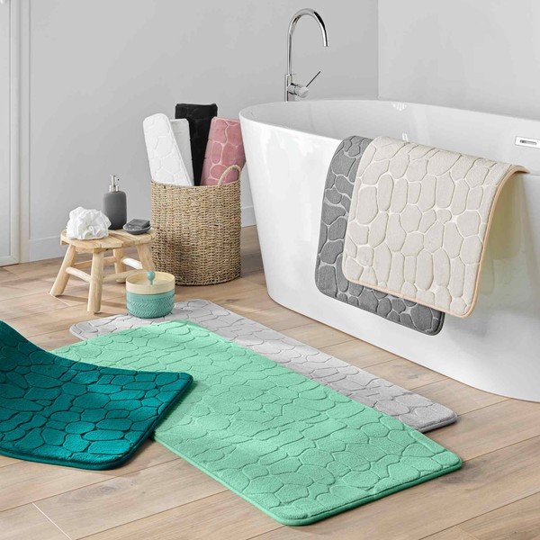 Bézs textil fürdőszobai kilépő 50x120 cm Ricochet – douceur d'intérieur-image-2