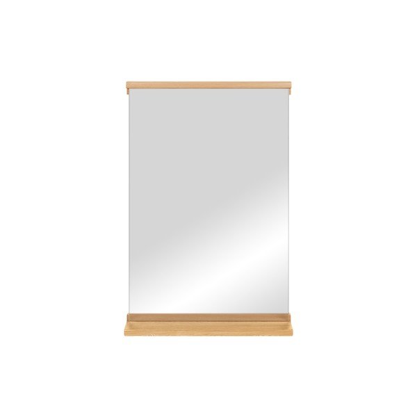 Fali tükör polccal tömörfa kerettel 50x75 cm Lun – noo.ma