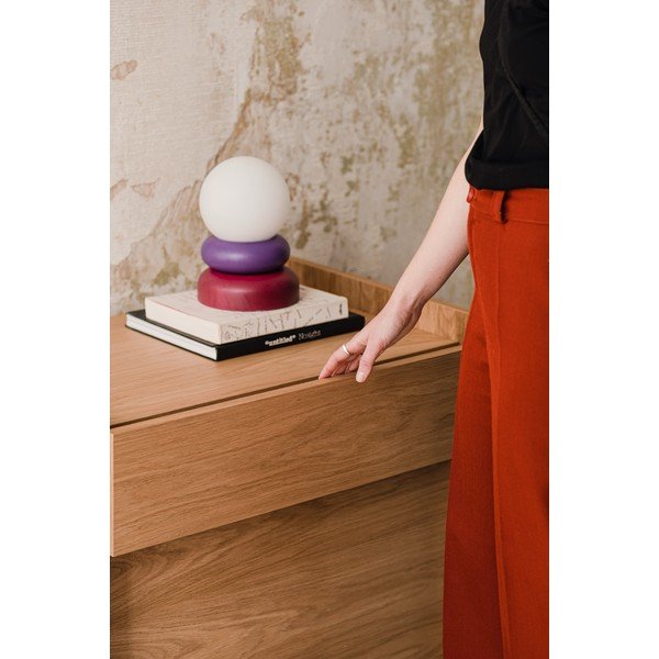 Piros-lila tömörfa asztali lámpa üveg búrával (magasság 24 cm) Otem – noo.ma-image-3