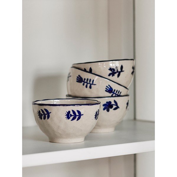 Kék-krémszínű kőedény tálka szett 4 db-os Eimy – Bloomingville-image-1