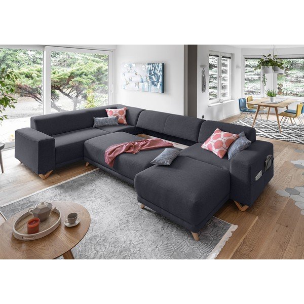 Antracitszürke kinyitható-tárolóhelyes sarokkanapé (bal oldali-U alakú) Classy Sophie – Miuform-image-4