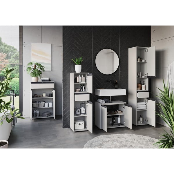 Szürke magas fürdőszoba szekrény 63x98 cm Lemont – Germania-image-4